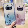 For Nothing Phone (3a) Case Flower Pattern TPU Gradient Phone Cover with Lanyards