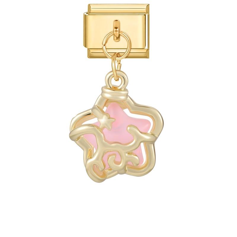 New Vintage Golden Pendant Charm Cat Butterfly Star Tennis Racket Bow Links Fit 9MM Stainless Steel Bracelet Women DIY Making