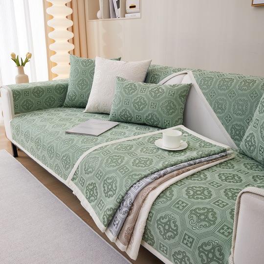 Simple Jacquard Sofa Cushion Four Seasons Universal Chenille Fabric Anti-slip Full Cotton Sitting Pad Modern Sofa Cover Home
