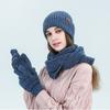 Men Women Knitted Beanie Cap Winter Warm Hat Scarf Gloves Set Ladies Hat Touchscreen Gloves