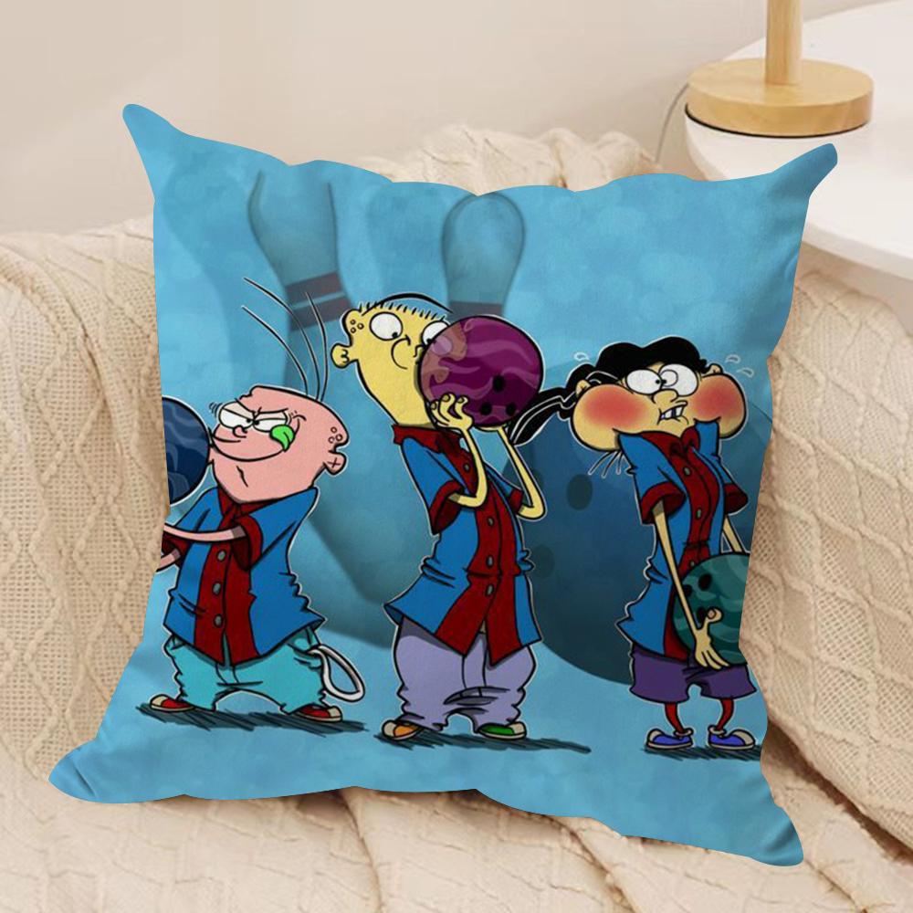 E-Ed Edd N Eddy Cushion Cover Silky Short Plush Double-Sided Printed Pillow Case for Sofa All Seasons Home Decor Gift