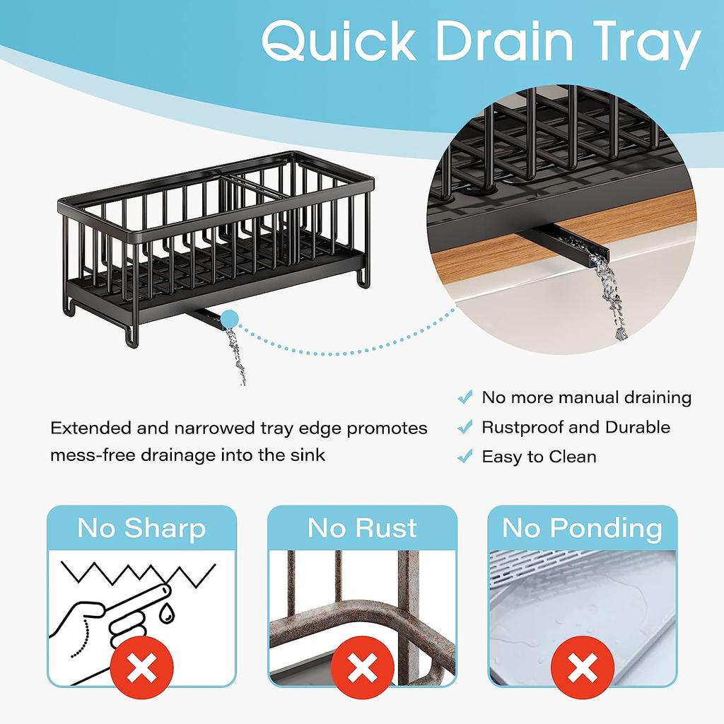 Sponge Holder For Kitchen Sink Rustproof Stainless Steel Dish Sponge Organizer Strainer Dish Brush Holder Storage