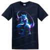 Mewtwo Psychic Creature T Shirt Neon Blue Purple Fantasy Gamer Graphic Art Tee