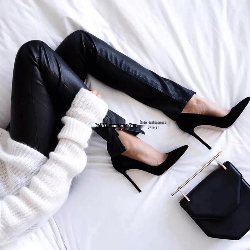 Korean Style Black Stiletto Heels: Versatile Pointed Toe for Formal Spring & Autumn Wear