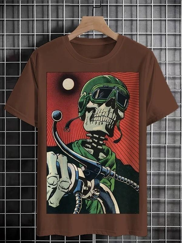 Skeleton Rider Biker Helmet Vintage Graphic T-shirt S