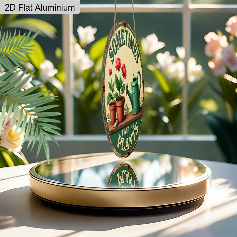 2D Flat 1pc Humorous Garden Aluminum Sign Round Decorative Hanging Ornament, Home Kitchen Garden Balcony Fence Decor, Indoor/Outdoor Door Wall Art