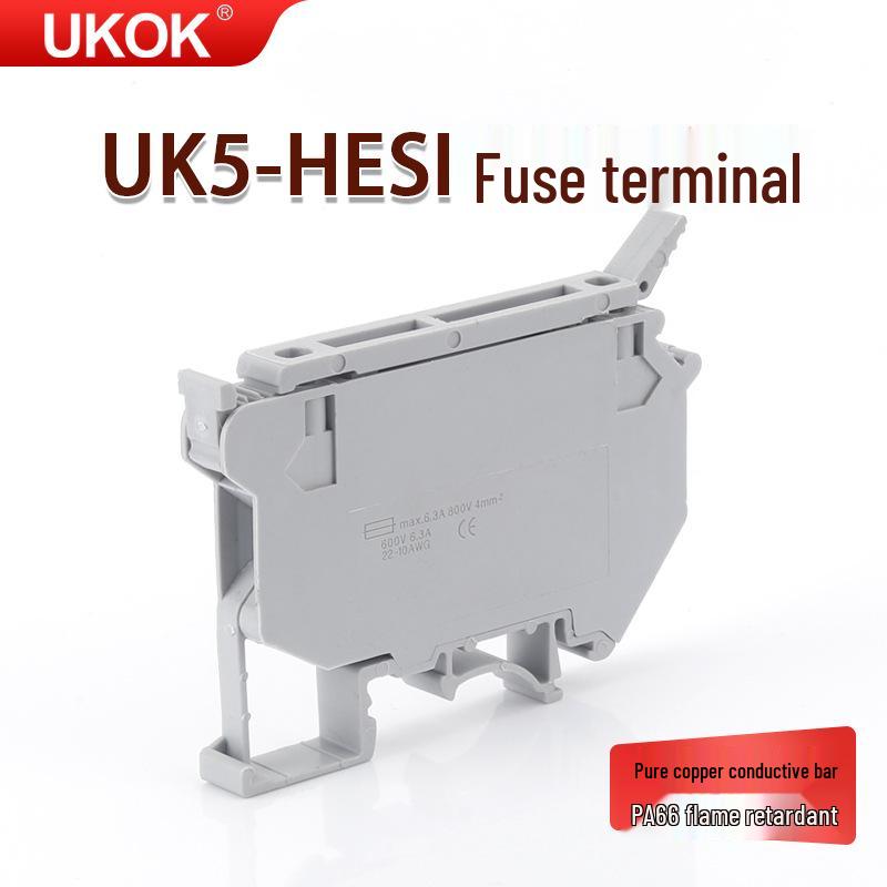 

UK5-HESI Rail-Mounted Pure Copper Flame Retardant Fuse Terminal Block with Disconnector Fuse (1-20A)