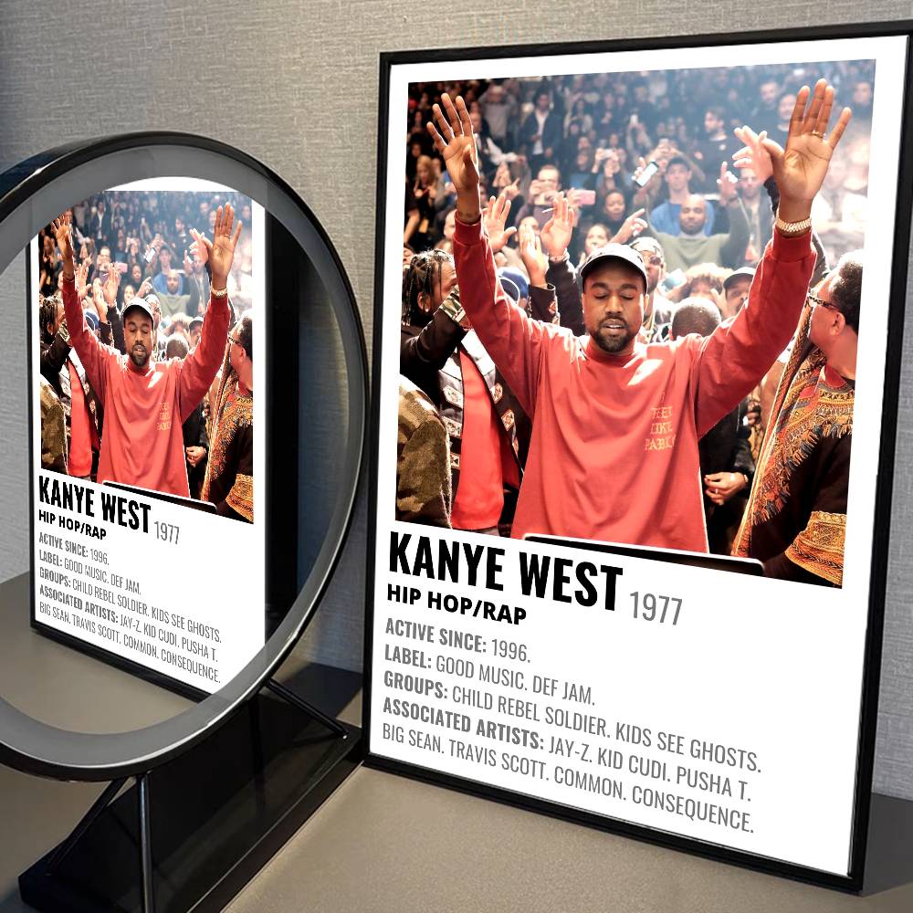 Ράπερ Kanye West Ασπρότυπο Αφίσα Αδιάβροχο Χαρτί Αυτοκόλλητο Καφετέρια Μπαρ Αισθητική Τέχνη Τοιχογραφία