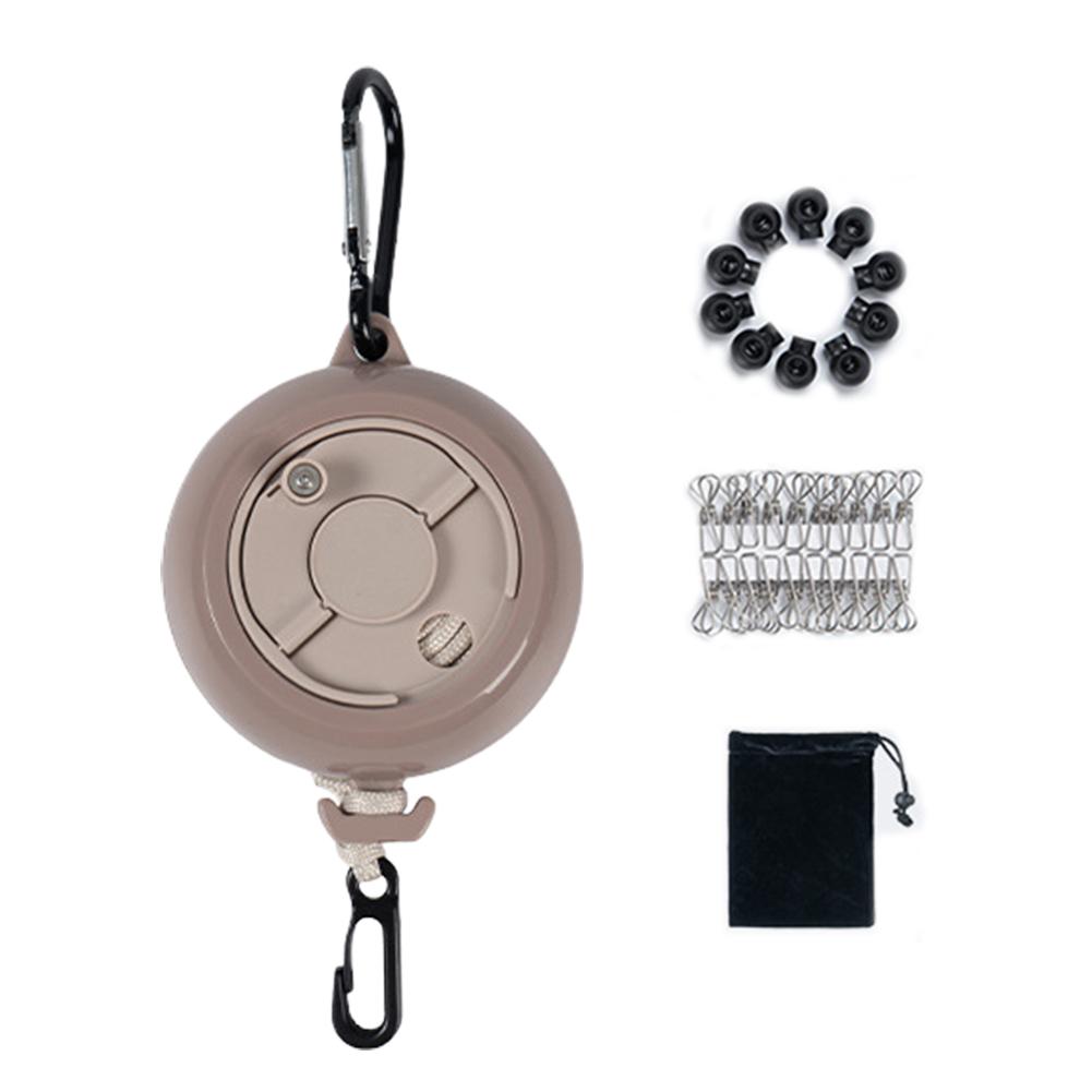 10 Meter Einziehbare Wäscheleine Ausziehbar Tragbar Reise-Wäscheleine mit 10 Festen Schnallen und 20 Wäscheklammern für Draußen