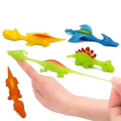 Nouveauté dinosaure lance-doigts catapulte collante jouet 6/12/18PCS caoutchouc léger blague volante jeu amusant jouet anti-stress cadeaux