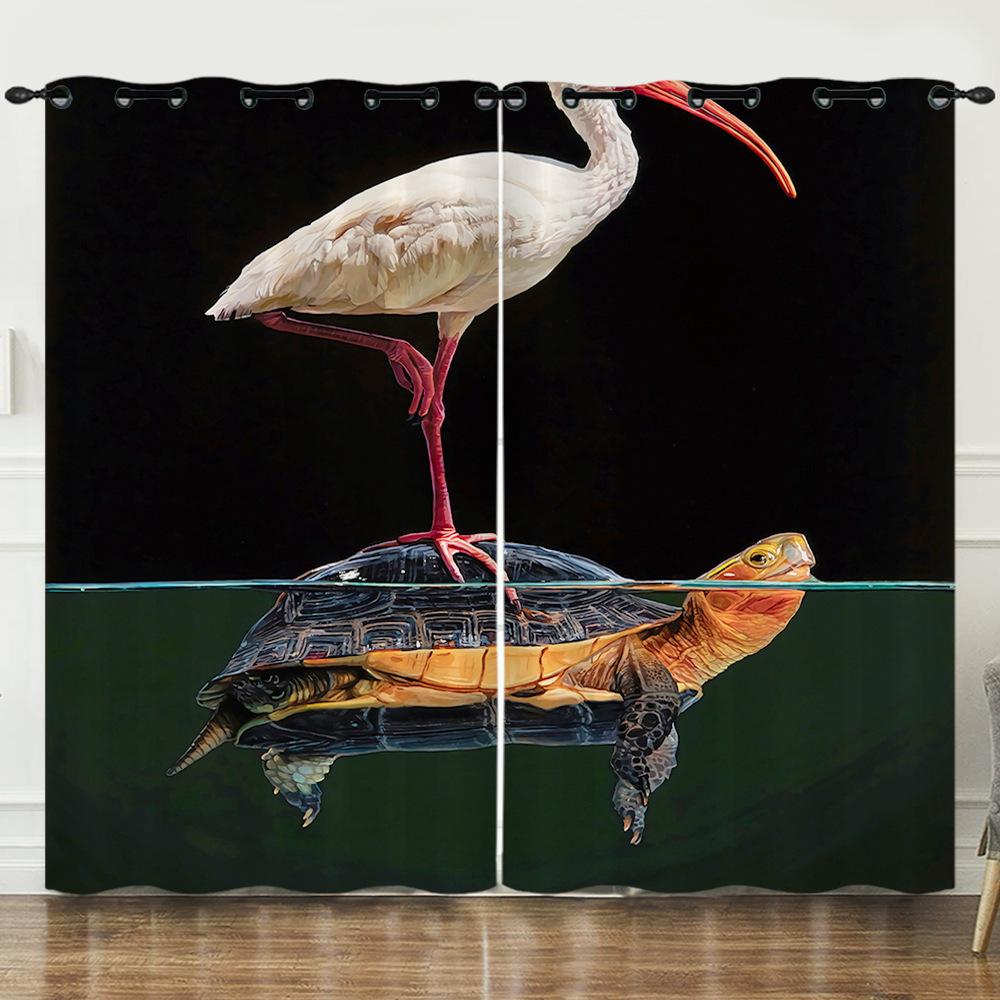Curtain Cartoon Animal 3D Digital Printing Blackout Curtain Punching