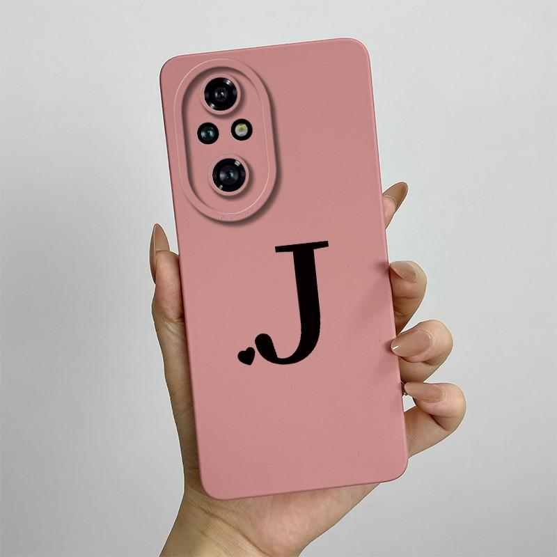 For Honor 200 Case Honor 200 Pro Phone Case Cute Initial Letters Square ShockProof Soft Silicone Back Cover Fundas Honor 200 Pro