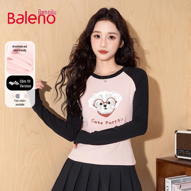 Baleno Women s Red Glasses Puppy Print Long-Sleeve T-Shirt S