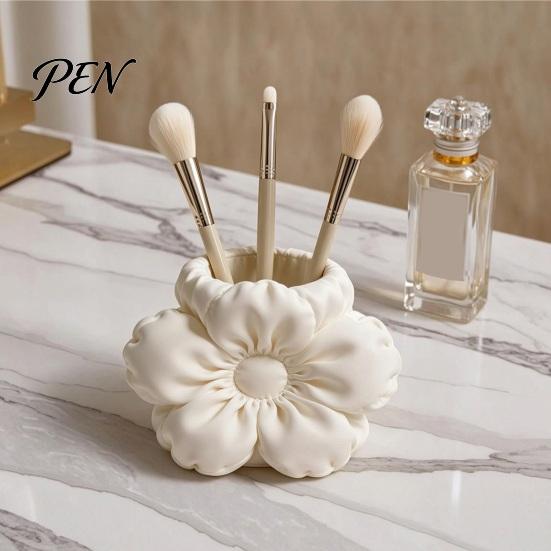 Modern Minimalist Pen Holder Satin Flower Holder, Petal Design Desk Organizer, Durable Stationery PLA Desktop Storage Container, for Home Office