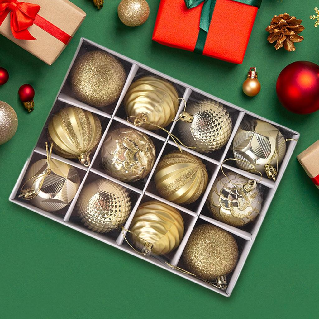 Christmas Balls Ornaments 2.36inch Shatterproof Globes 12 Pieces Christmas Ball Set For Home Dance Party Wedding Yard Indoor