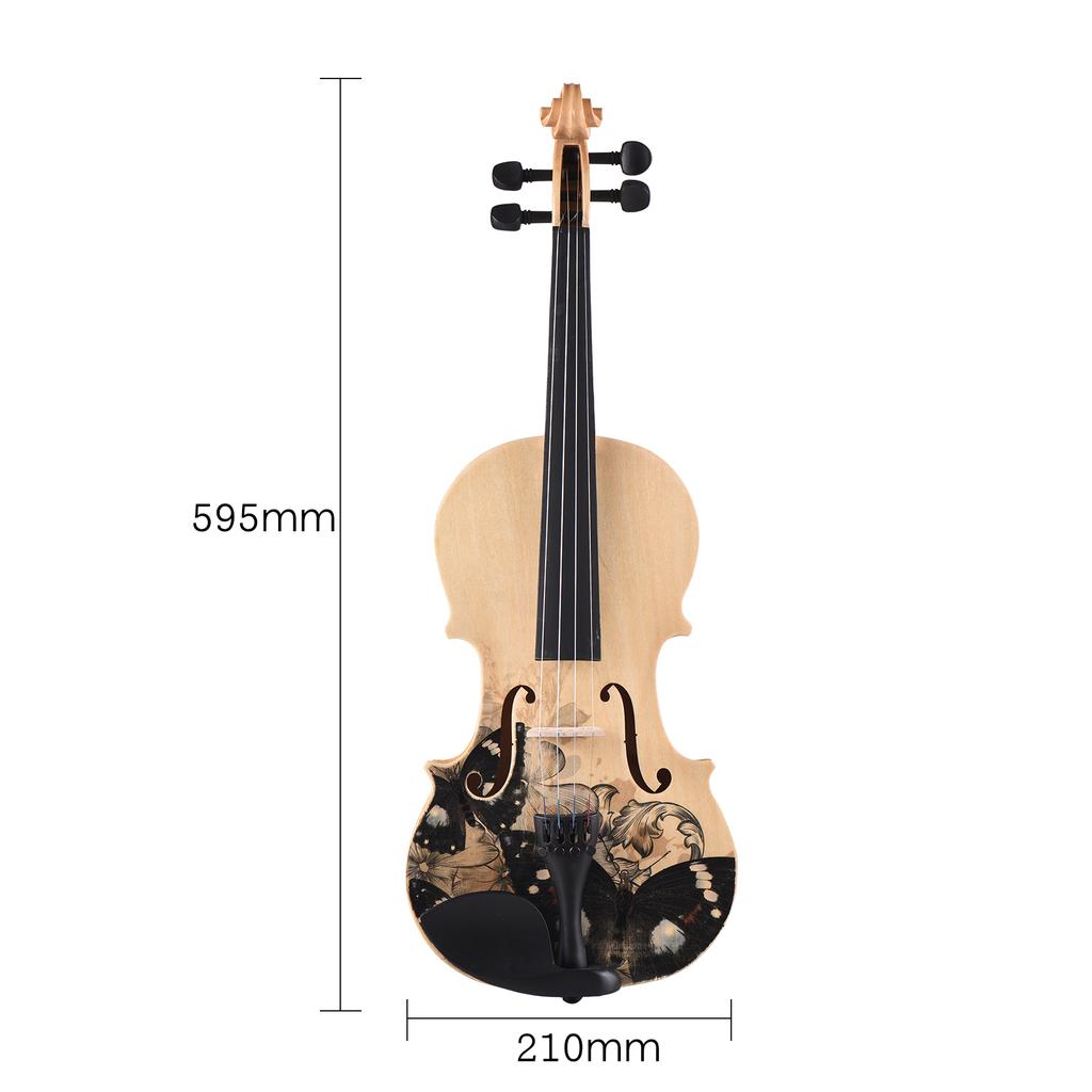 4/4 Acoustic Violin Basswood Topboard Side Back Board Maple Scroll with Carry Case Bow Rosin for
