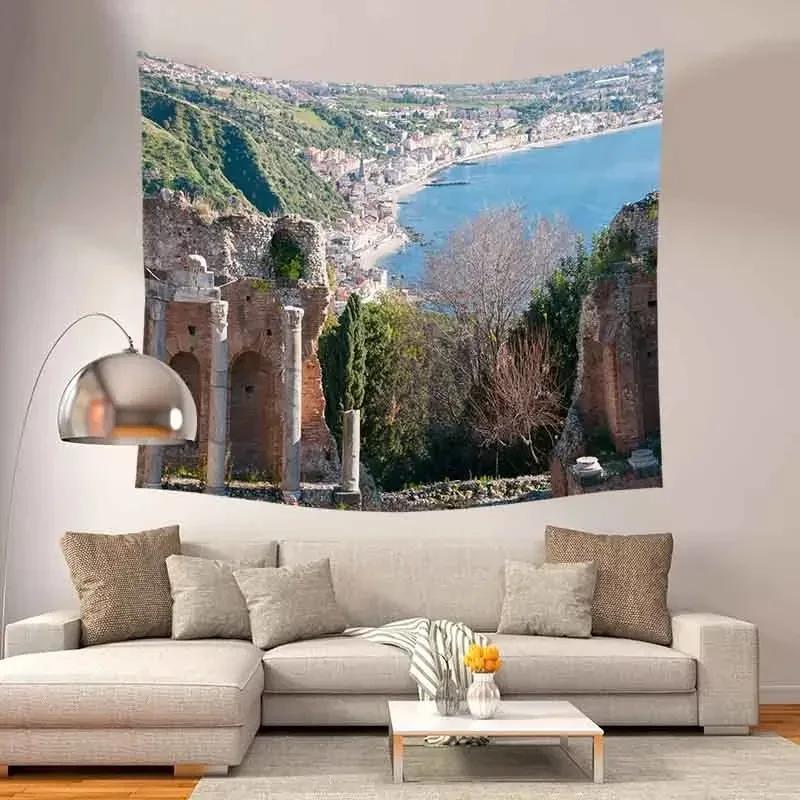 Architectural Relics Landscape Tapestry Office Living Room Decoration Home Wall Tapestry
