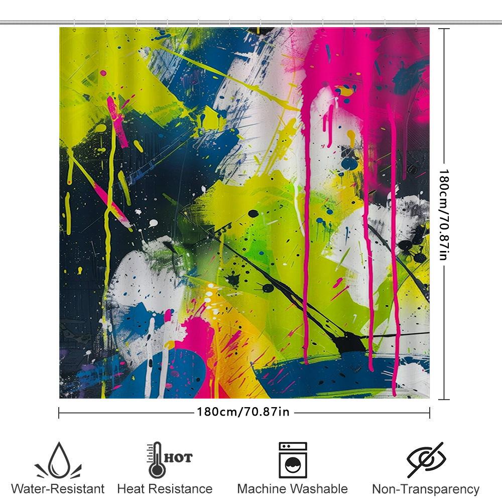 Colorful Splash Painting Shower Curtain Bold Modern Design For Bath Decorations Perfect Gift Idea