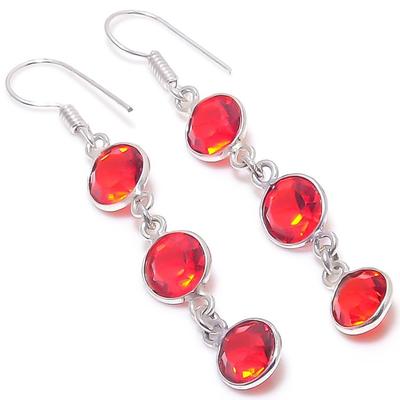 Natural Mozambique Garnet Gemstone 925 Sterling Silver Earring 2.29" i8A14