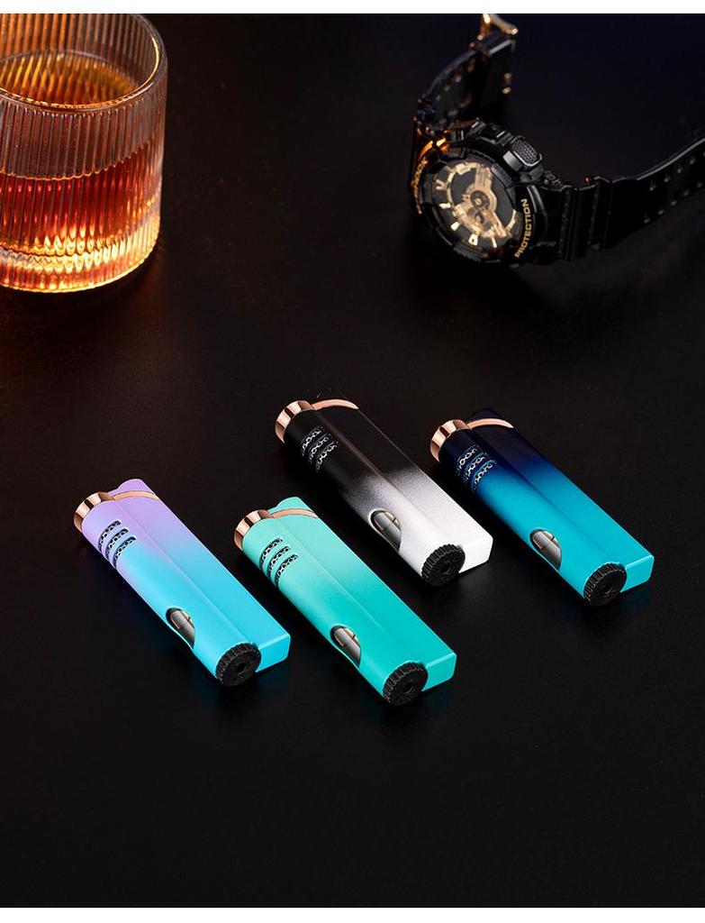 Stylish Windproof Direct Flame Gas Lighter with Visual Fuel Gauge and Gradient Design – Ideal Gift for Him