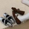 Eckige Spitze Leopardenmuster flache Französische Mary Jane Einzel Schuhe Damenschuhe 2025 neu Herbst silber Ballett Abendschuhe