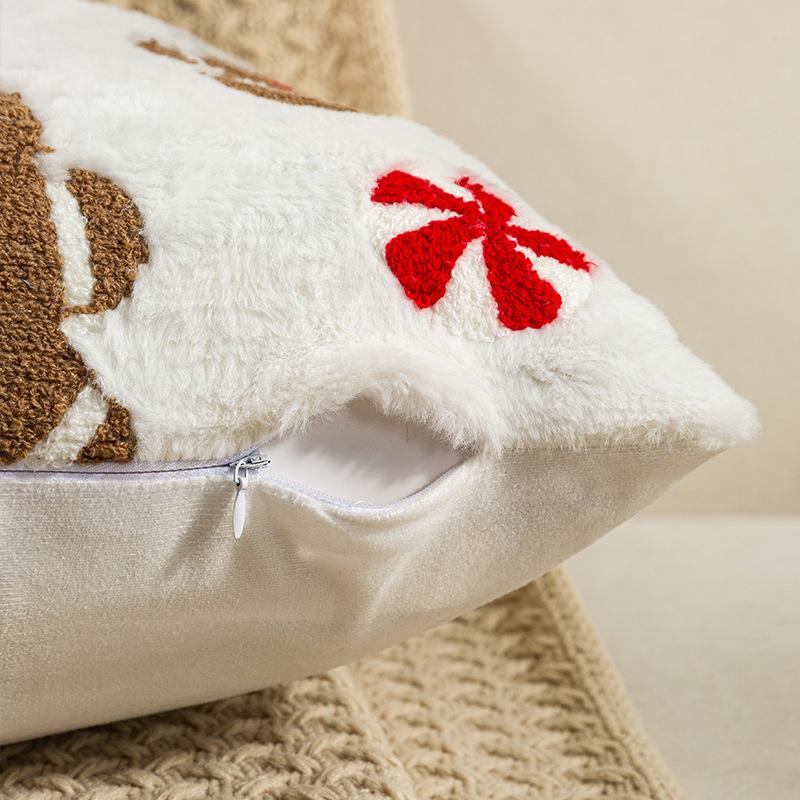 Christmas Pillow Covers Embroidered Lollipop American Holiday Decoration for Sofa Couch Bed Bedroom Cushion Case