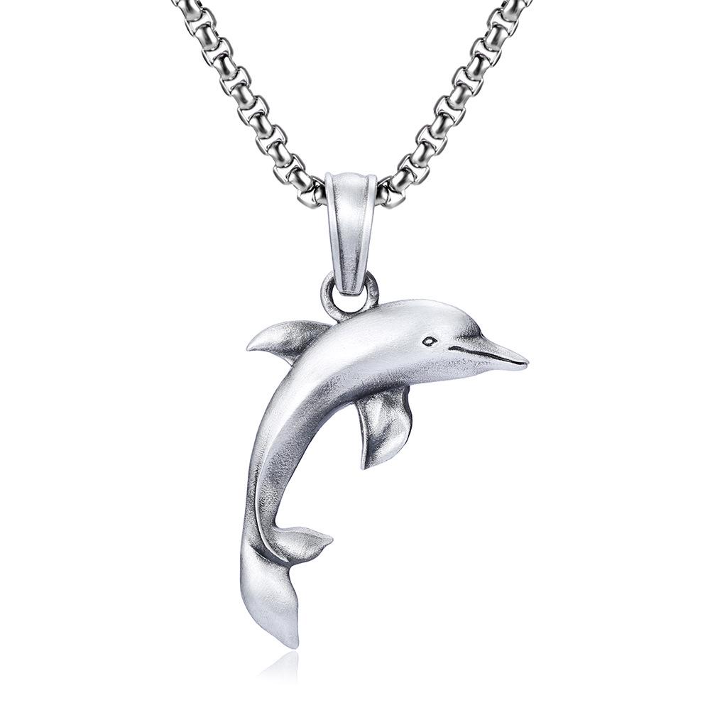 

Мужское хип-хоп ожерелье с подвеской в виде дельфина - Ювелирное изделие из нержавеющей стали, цепочка для свитера с животным чёрный