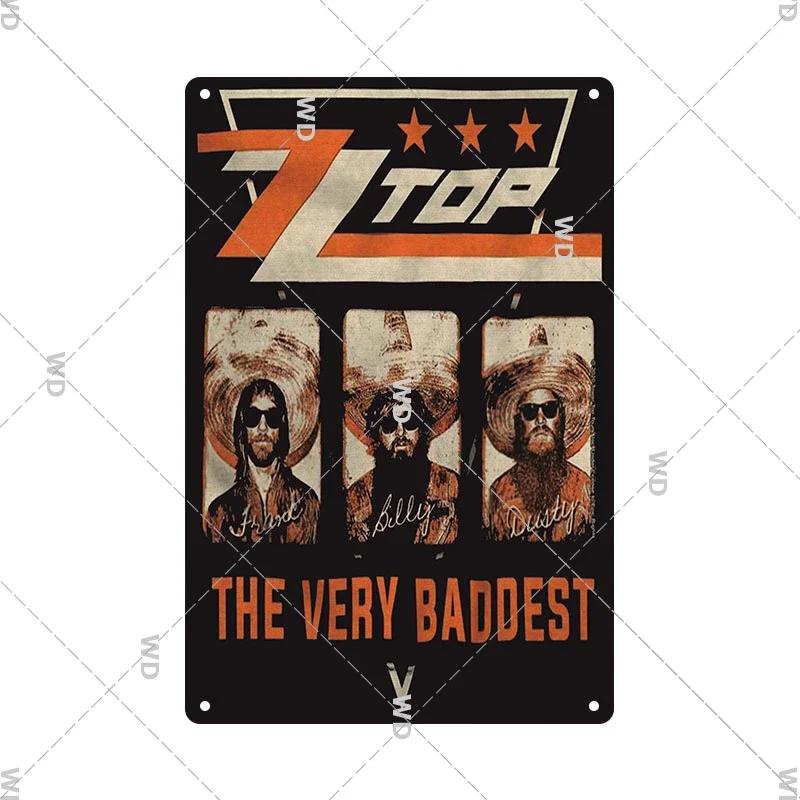 Tin Sign ZZ TOP Rock N Roll Poster Decorative Plaque Metal Signs Retro Vintagge Wall Plate For Home Club Pub Gift Wall Decor