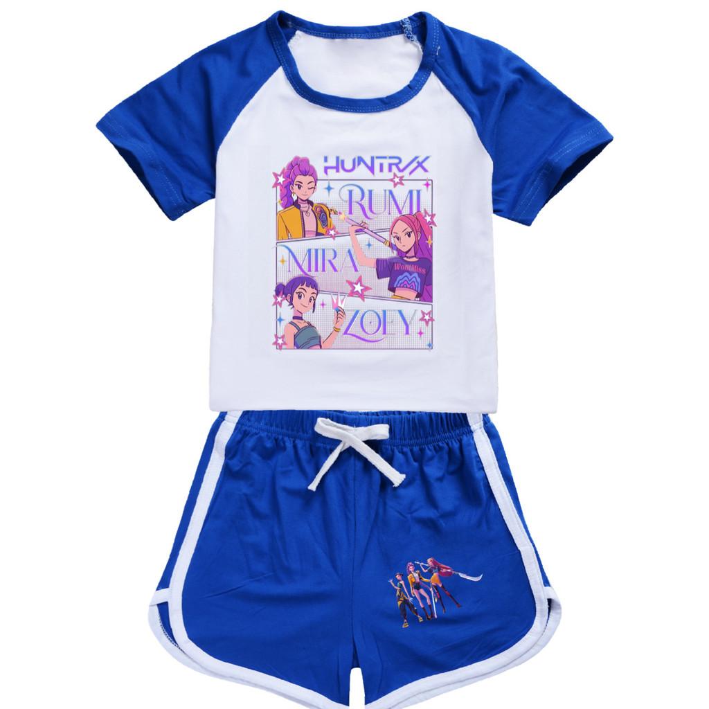 5021 Kids Girls POP Rumi Zoey Mira Print T-shirt Shorts Sport Tracksuit Clothes Set
