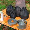 Outdoor Camping Storage Protective Bags Portable Picnic Cookware Mesh Bag Drawstring Pocket BBQ Water Cups Tableware Organizer