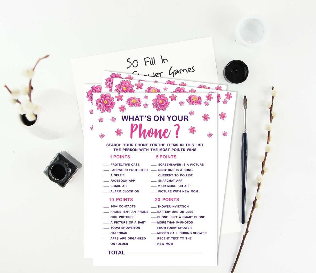 Inkdotpot Baby Shower Game Set Of 50 BabyA  AlphabetA  ABCA  Game Unicorn Floral Party