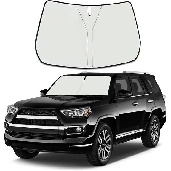 Upgrade Windshield Sun Shade with USA Flag for Ford Bronco 2021-2023, Foldable Windshield Sun Visor Blocks UV Rays for 2017-2023 Toyota 4Run