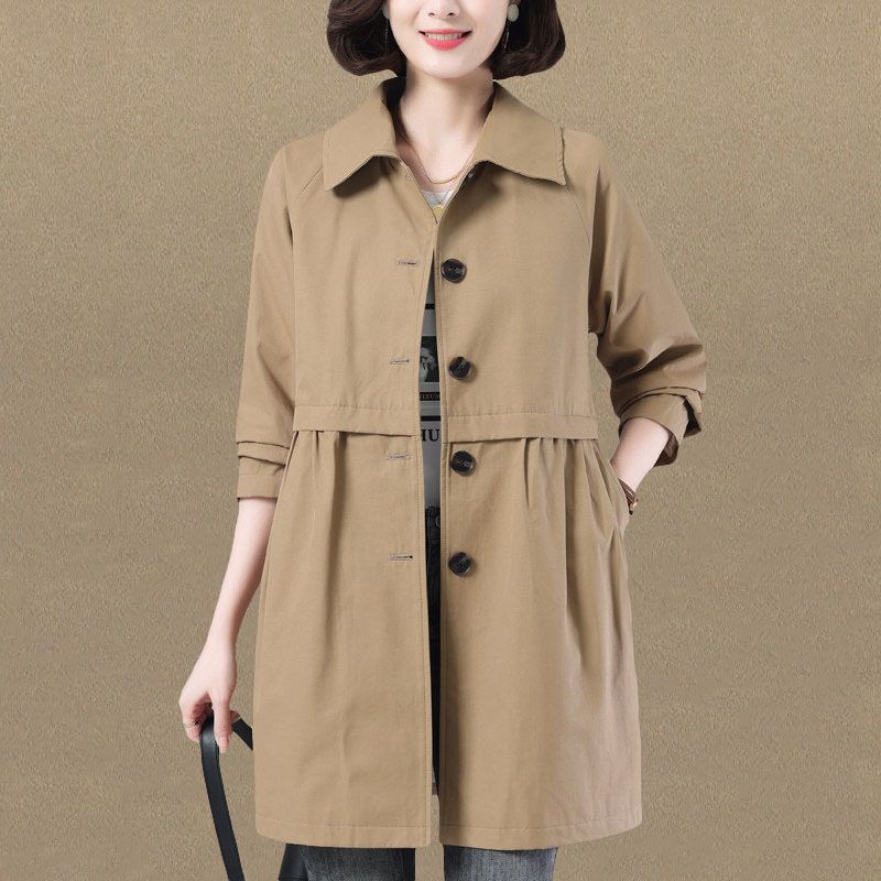 Kurtka wiatrówka damska na wiosnę i jesień, uniwersalny płaszcz ze ściągaczem i składaną talią