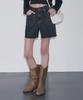 Ledeoli Back Pocket Damaged Denim Shorts [Light Blue]