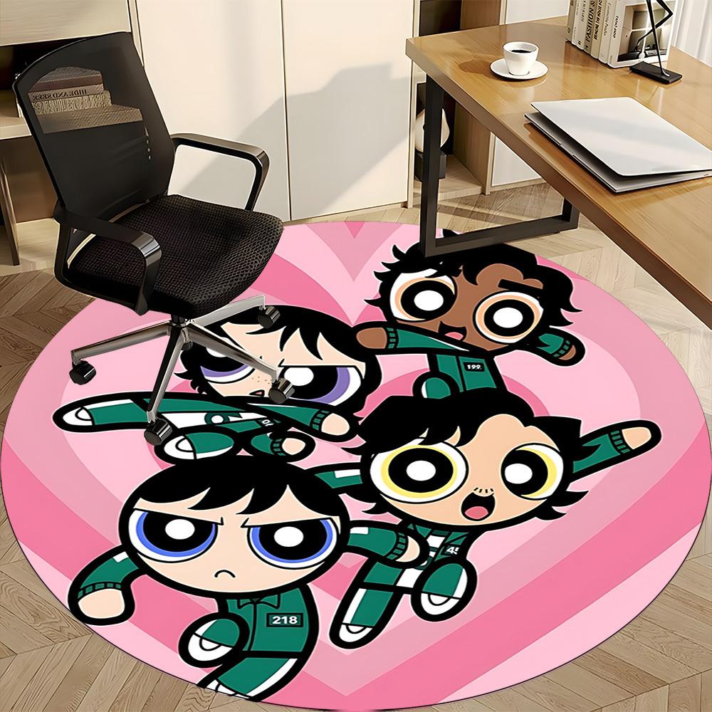 Powerpuff Girls Characters Office Round Area Rug, Indoor Mat Suitable For Office,Bedroom Living Room Home Decor, Room Deco a0908187