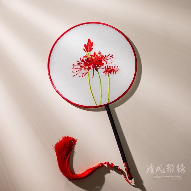 Suzhou Double Sided Embroidery Circular Fan Handmade Silk Fan Chinese Ancient Style Silk Fan National Style Characteristic Souvenir for Foreigners