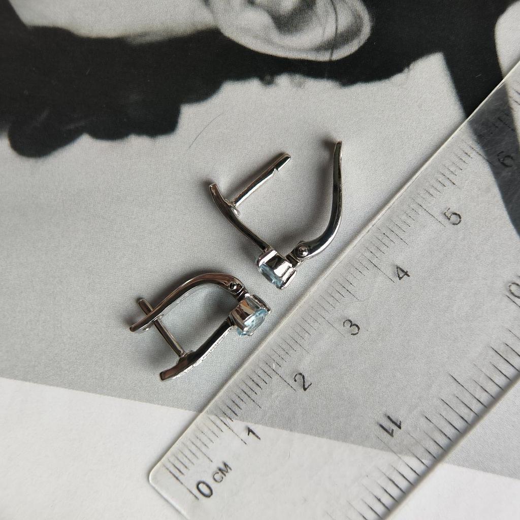 Серебряные серьги с натуральным топазом 1.211ct, фианитами (2194552)