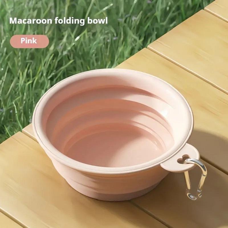 

Silicone Dog Food Water Bowl Collapsible 2 In 1 Pet Dispenser Outdoor Travel Dog Cat With Carabiner Bottle Food Water Container (Pink,350ML) розовый