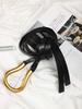 1pc Black Wide Horseshoe Buckle Belt for Women, Versatile Suit Waist Belt For Dress Skirt