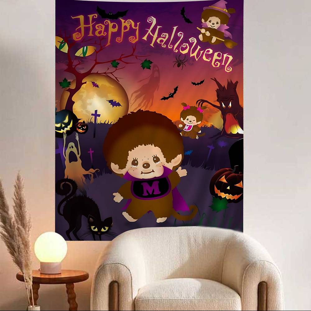 Cute Mmonchhichiss Anime Tapestry Hippie Flower Wall Carpets Dorm Decor Cheap Hippie Wall Hanging