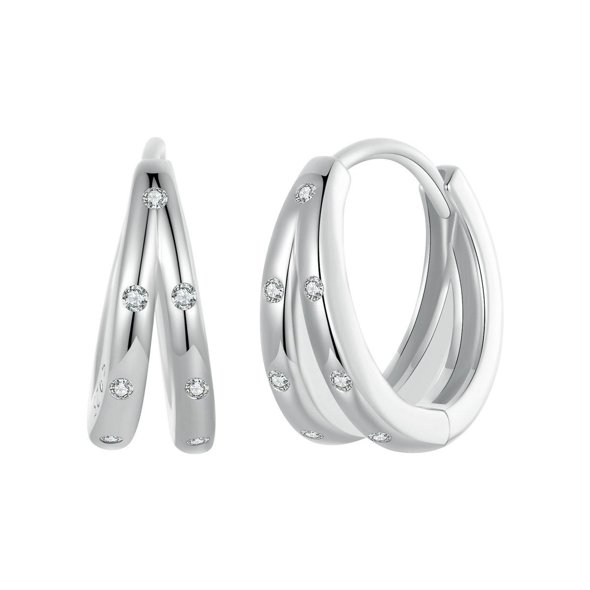 

BAMOER Серьги-кольца разъемные Huggie из стерлингового серебра 925 пробы для женщин, с платиновым покрытием, гипоаллергенные, с кубическим цирконием, мини-кольца