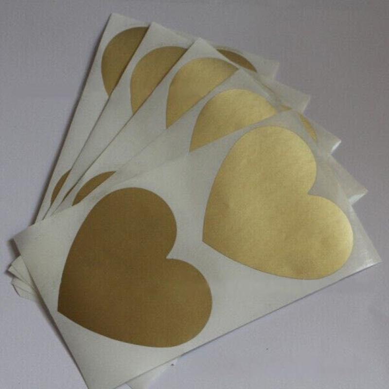 50pcs 60 * 70mm Golden Heart Scratch Off Stickers Creative Message Hide Postcard