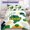 Brazil Football Printed Bedding 3 Piece Set Cozy Breathable Bed Cover Set as Housewarming Holiday Gift