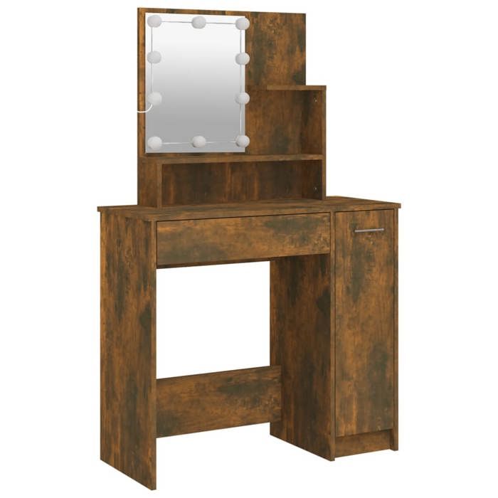VidaXL Dressing Table with LED Cosmetic Table Storage Furniture Dressing Table with Mirror Bedroom Furniture Interior 820484