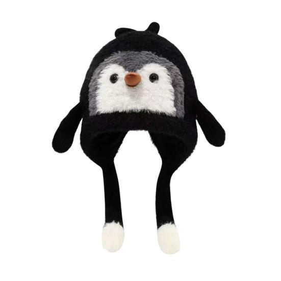 Kids Hat Penguin Design Ear Protection Knit Hat Autumn Winter Lightweight Warm Hat Outdoor