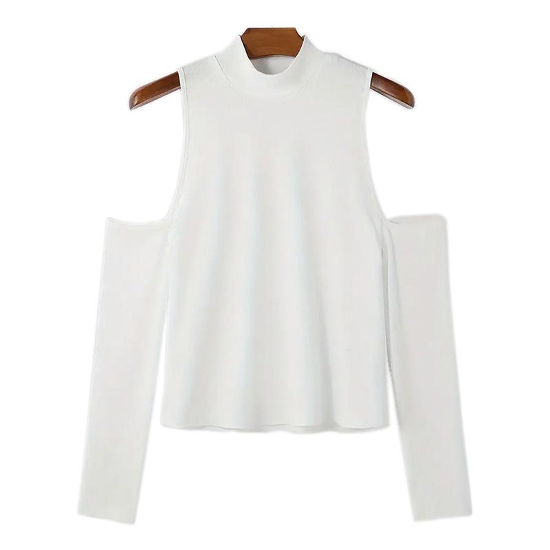 2026 Spring New Men s High Collar Off-Shoulder Sexy Base Shirt Long Sleeve T-Shirt S белый