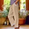 Women's Fashion Color Pocket Elastic Waist Versatile Cotton Lace Casual Sports Pants