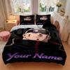 Anime Ninja Custom Name Portrait Bedding Set Personalized Washable Custom 3Pcs Duvet Cover Pillowcases Soft Microfiber Home Bedroom Gift