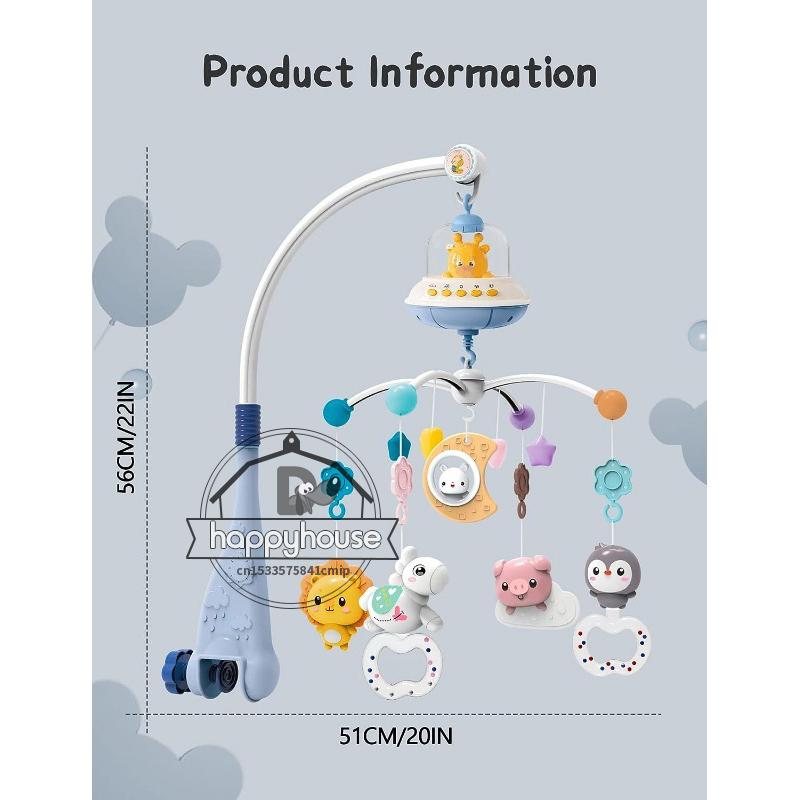 1PC Musical Baby Crib Mobile with Lights Music Projection for Infants Remote Control Crib Toys for Newborn Baby Mobile for Crib Toys
