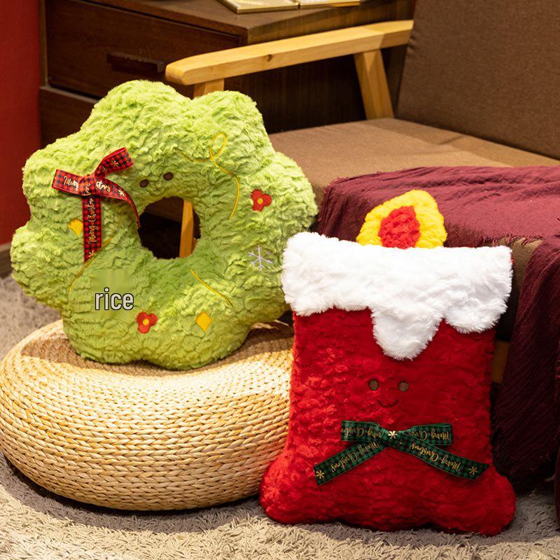 Christmas Gingerbread Man & Snowflake Throw Pillow - Holiday Decoration for Sofa & Living Room